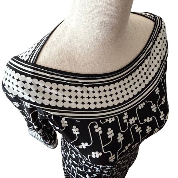 Max Studio Soft Midi Sheath Dress with 3/4 Length Sleeves - XS - Black, White - Picture 1 of 8